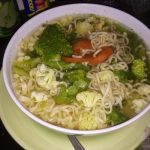 Broccoli, Cauliflower, Carrots, lettuce, Cheese, Pasta with lots of garlic, and a pinch of lemon.